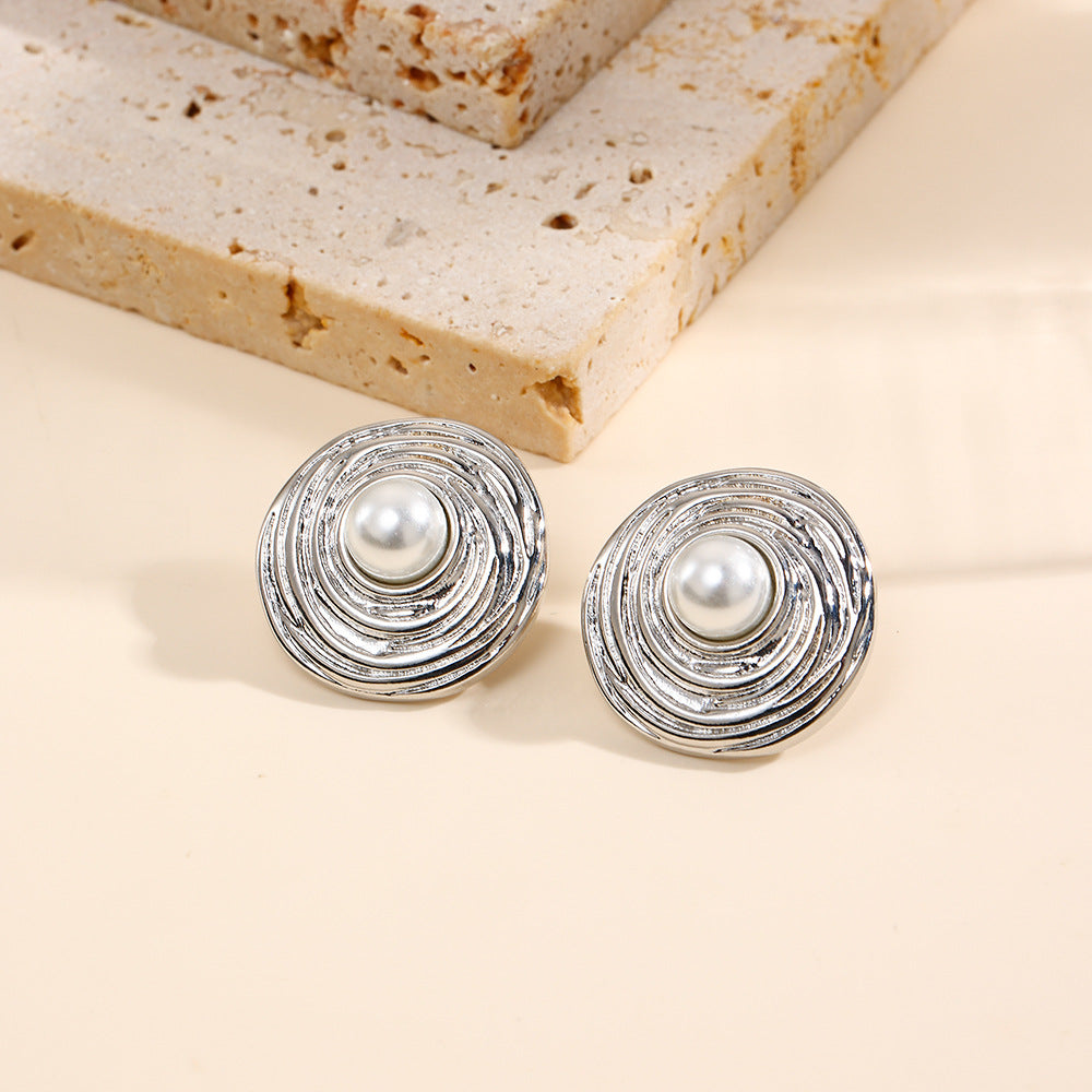 Wholesale  Plated 18K Gold Threaded Light  Pearl Earrings