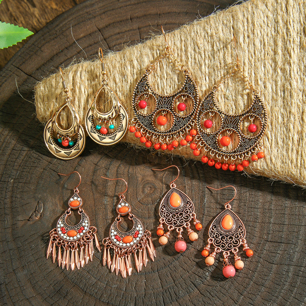 Wholesale Ethnic Style Colorful Tassel Earrings Zinc Alloy Fashion Accessory