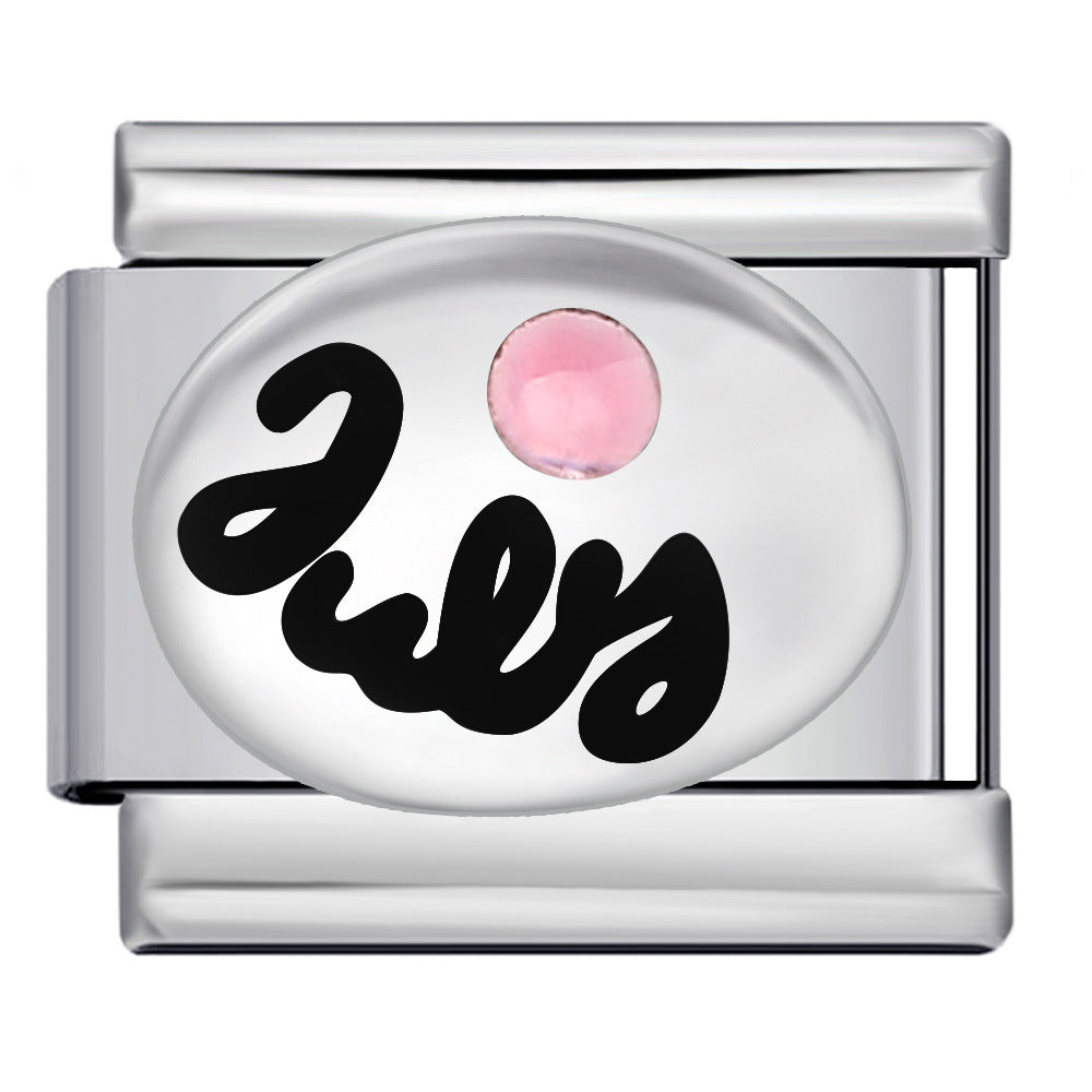 Wholesale Italian Charm Bracelet 9mm DIY Splicing 12 Birthstones Stainless Steel Composable Bracelet