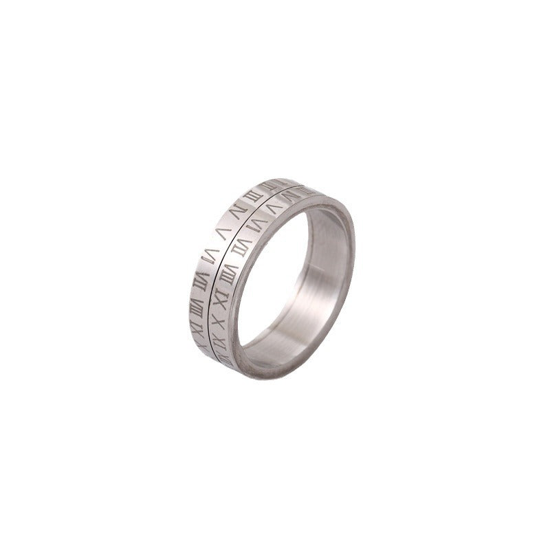 Wholesale rotatable Roman numeral ring  titanium steel ring