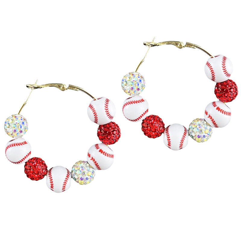 Wholesale  Baseball Game Flash Ball Beaded Earrings