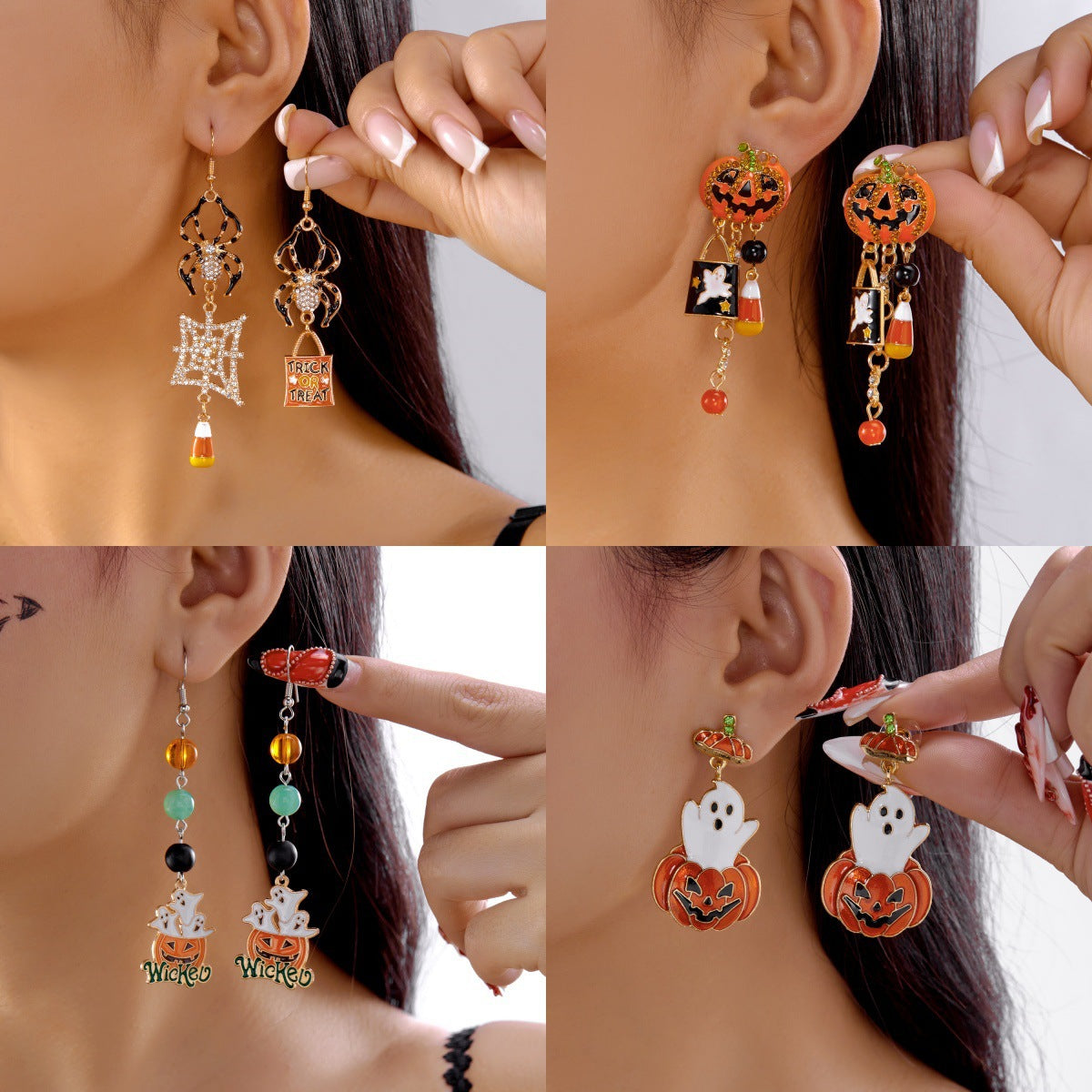 Wholesale Halloween Ghost Face Pumpkin Candy Pendant Earrings