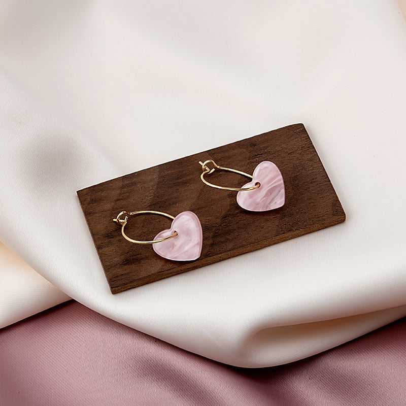 Wholesale Simple and Cute Pink Love Acetic Acid Earrings ACC-ES-MDD061