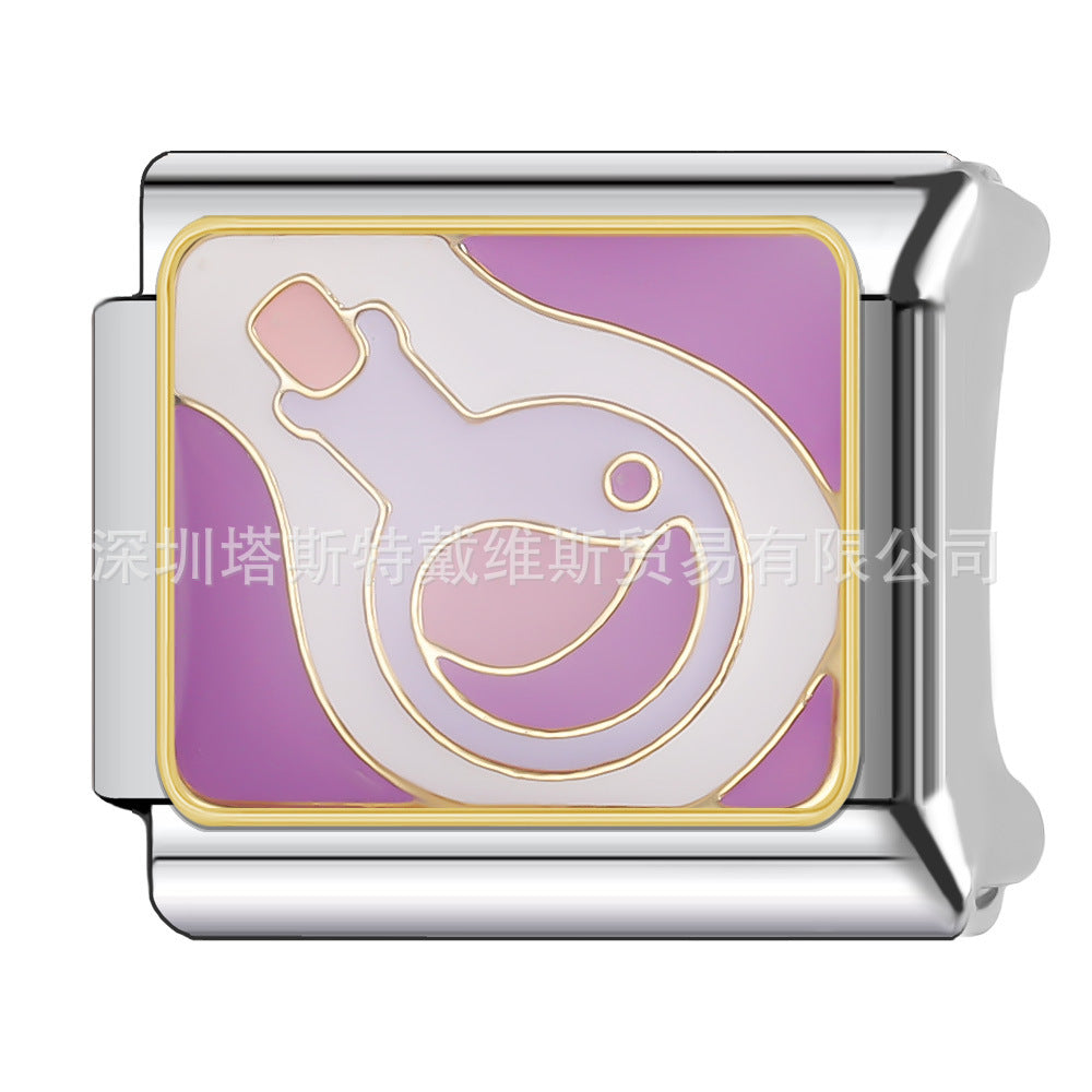 Wholesale 9mm Italian Charm Starter Bracelets DIY square Single Section Creative Stainless Steel Composable Bracelet