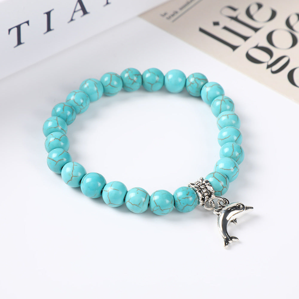Wholesale Bohemian Turquoise Acrylic Turtle Tree Pendant Bracelet Fashion Accessory for Daily Wear