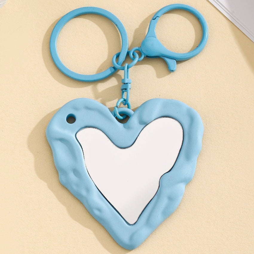 Wholesale sweet and cool acrylic heart mirror keychain pendant