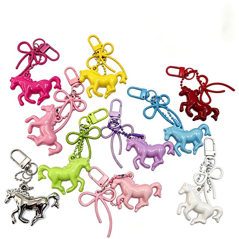 Wholesale Cute Acrylic Horse Keychain Bag Charm Car Key Accessory Gift
