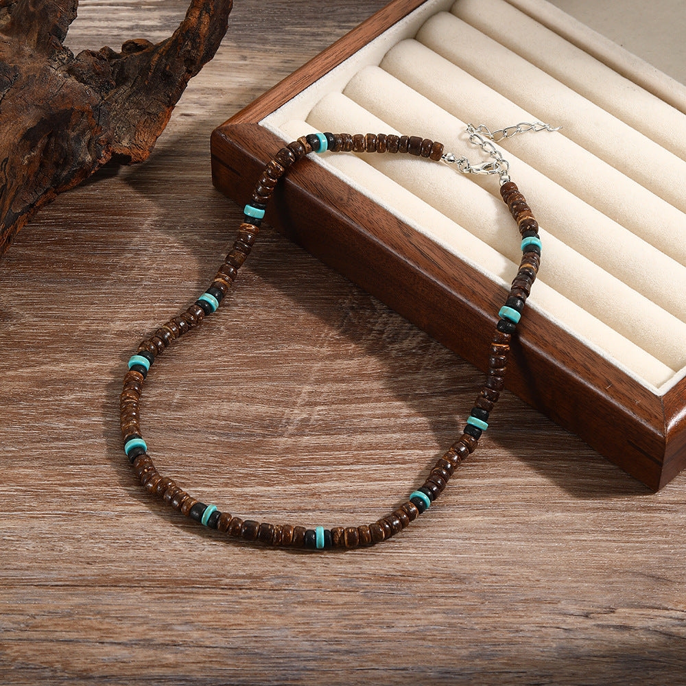 Wholesale turquoise necklace surfing punk necklace niche design hip-hop necklace