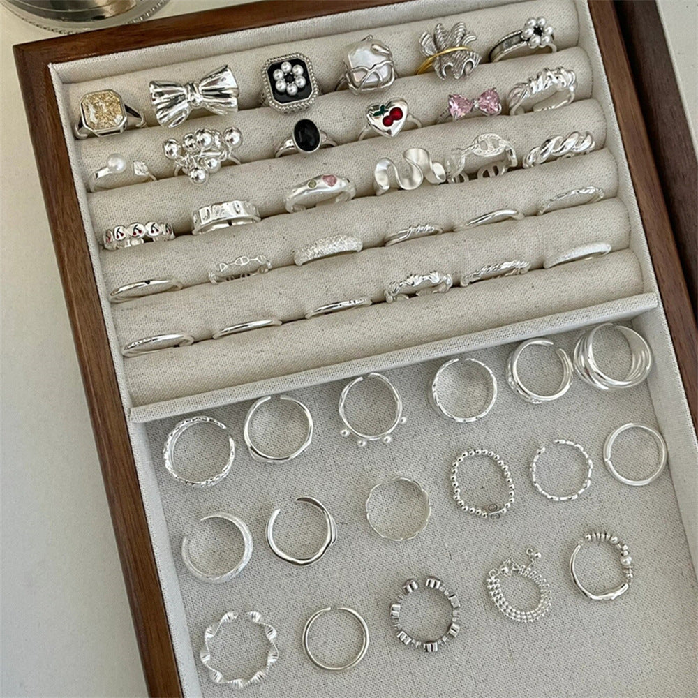 Wholesale 925 Silver Vintage Pearl Bow Plain Ring ACC-RS-Yues004