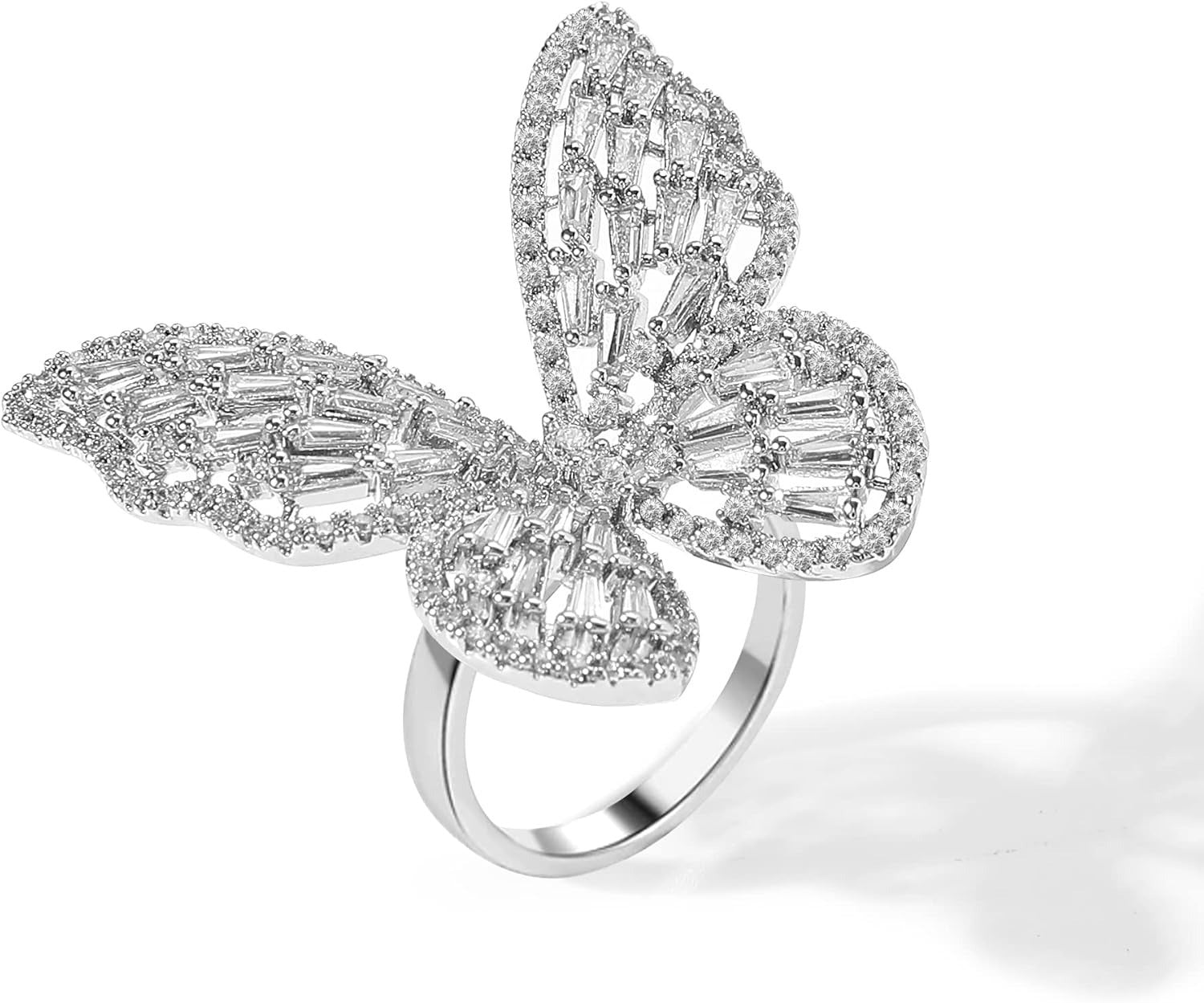Wholesale Butterfly Rhinestone Adjustable Ring Fashion Cocktail Jewelry Gift for Women Boutique Resale