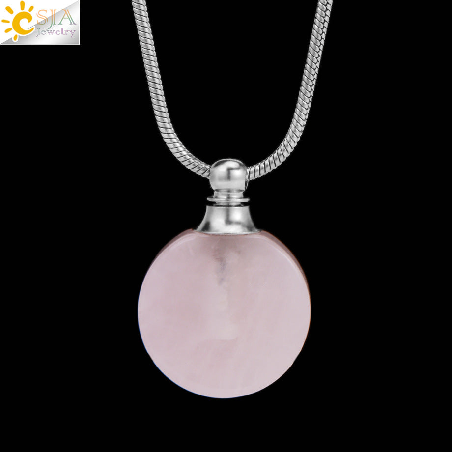 Wholesale Natural Stone Crystal Essential Oil Bottle Pendant Necklace ACC-NE-HuaiShe003