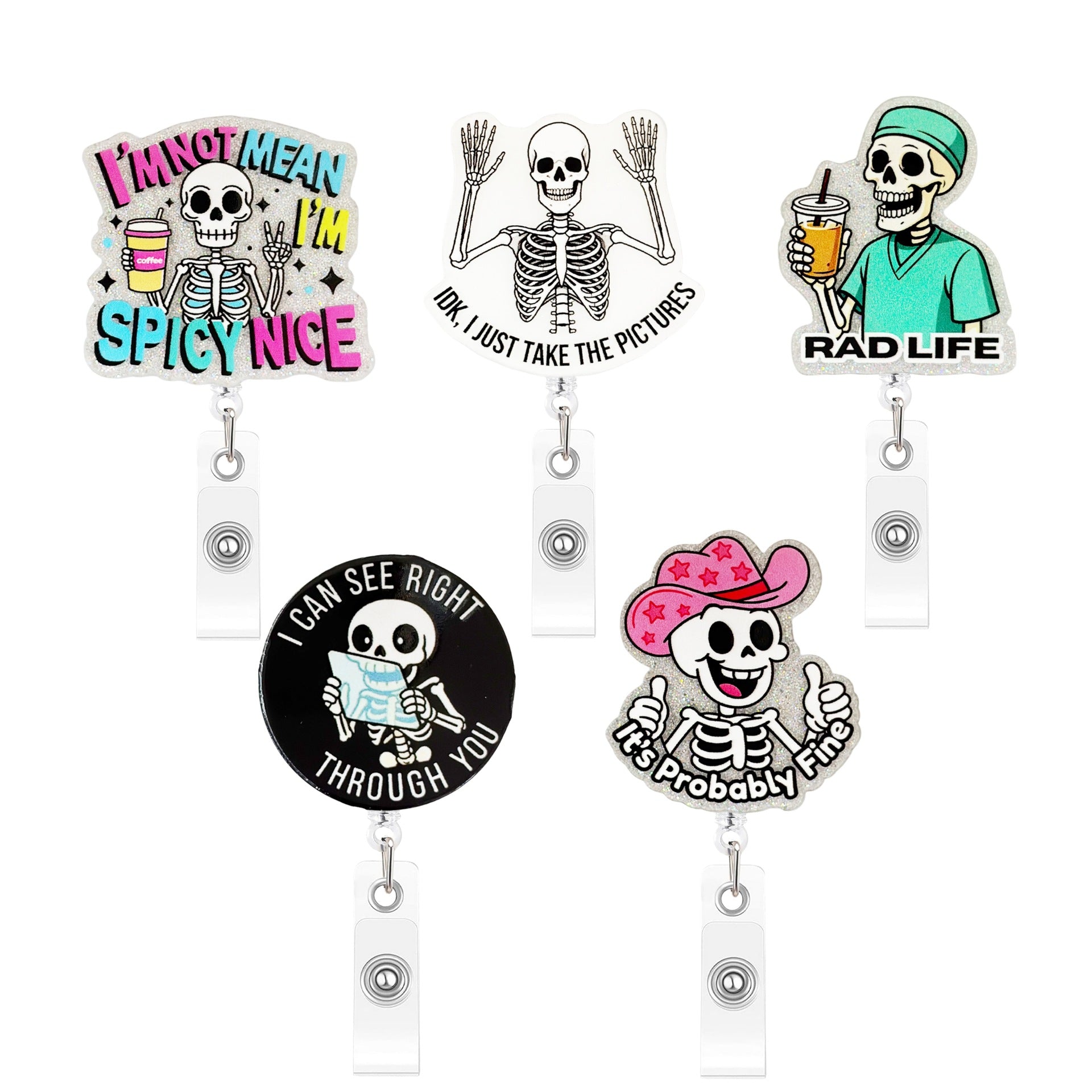 Wholesale Chic  Skull Retractable Badge Holder Plastic ID Card Clip Party Favor Bag Charm