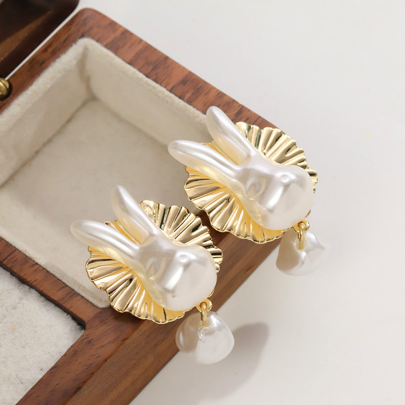 Wholesale Baroque Pearl Bunny Earrings