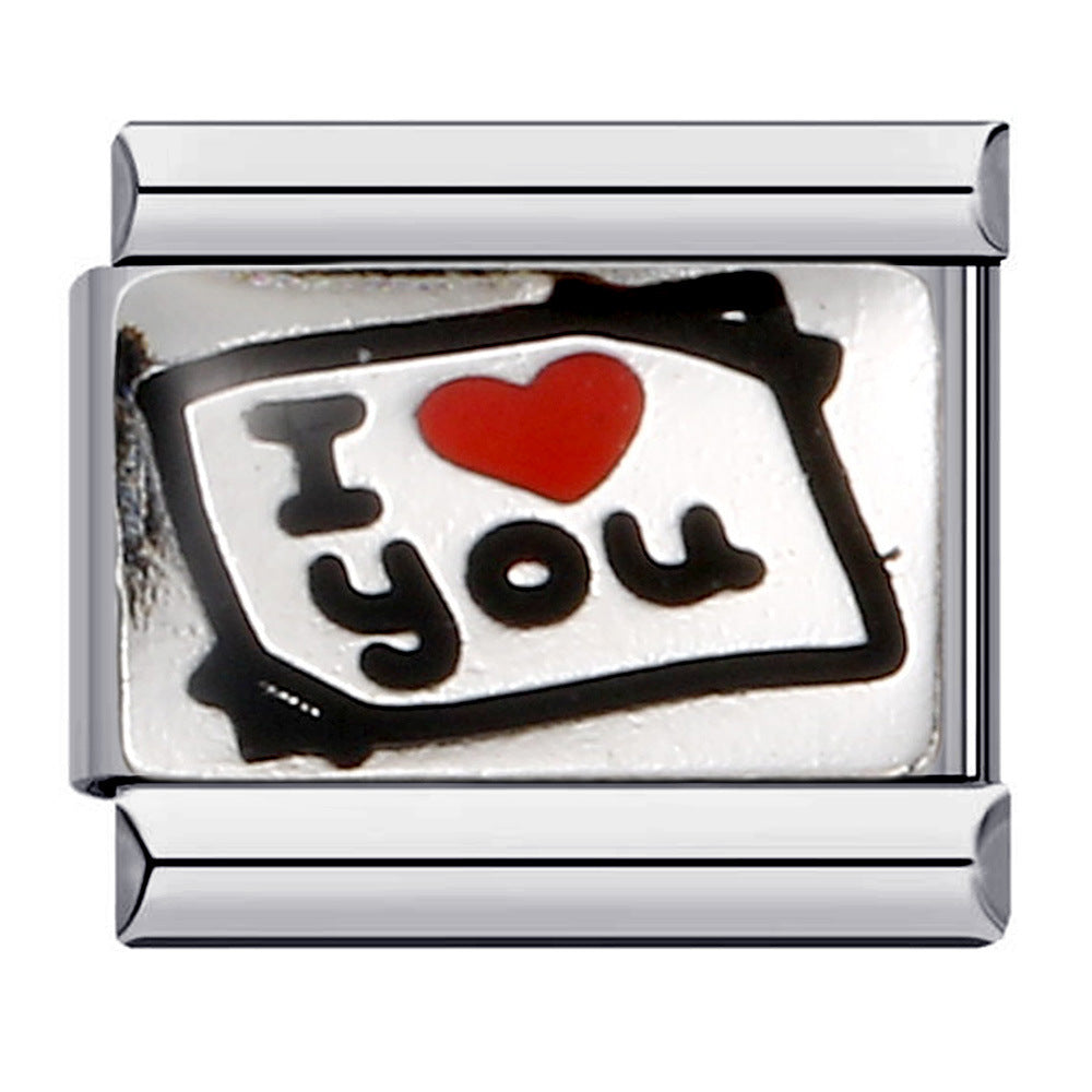 Wholesale Italian Charm Bracelet 9mm DIY Splicing Removable English Combination Stainless Steel Composable Bracelet