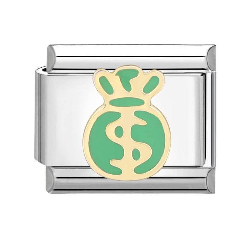 Wholesale Italian Charm Bracelet 9mm DIY Splicing Removable Green Series Titanium Steel Composable Bracelet