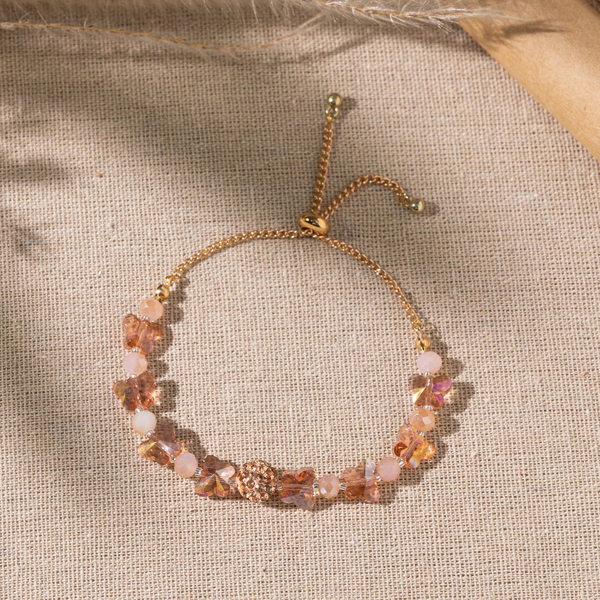 Wholesale Colorful gradient butterfly glass bead bracelet