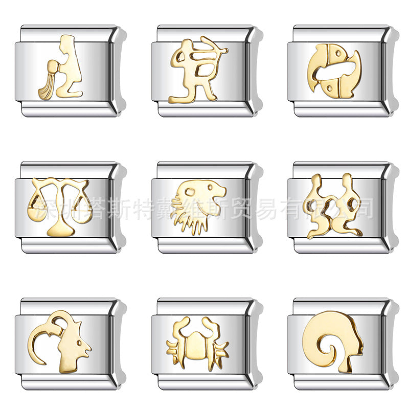Wholesale 9mm Italian Charm Starter Bracelets DIY square Single Section Creative Stainless Steel Composable Bracelet