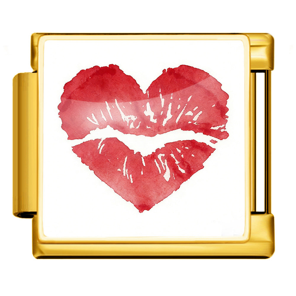 Wholesale Titanium Steel Love Series Square Pattern Modular Bracelet For Valentine S Day Gifts