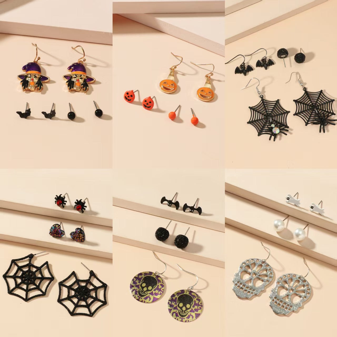 Wholesale  Ghost Skull Earring Set - Retro Alloy Pumpkins &  s - Fashion Accessory for Party Wear