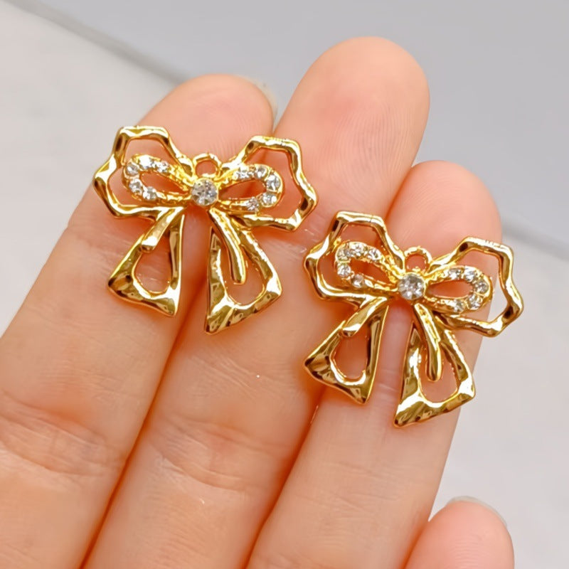 Wholesale 10pcs Casual Bow Pendant Accessories Diamond Small Pendant Alloy Accessories DIY Bracelet Jewelry Necklace Clothing Materials