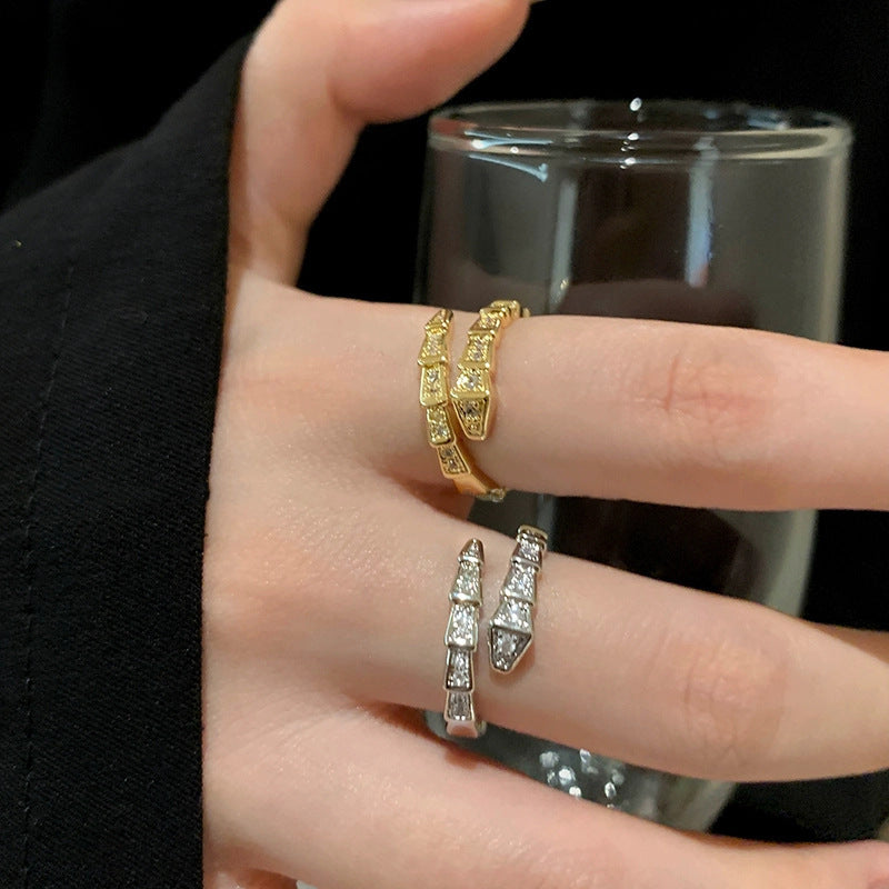Wholesale Trendy Snake Open Ring For Women Zinc Alloy Serpent Jewelry Stylish Fashion Accessory Boutique Resale Gift