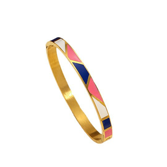 Wholesale color-blocked geometric stainless steel bracelet