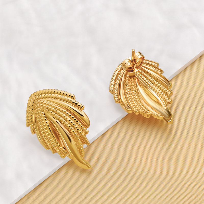 Wholesale Gold Plated Stainless Steel Wing Earrings Fashion Design for Everyday Wear or Gift