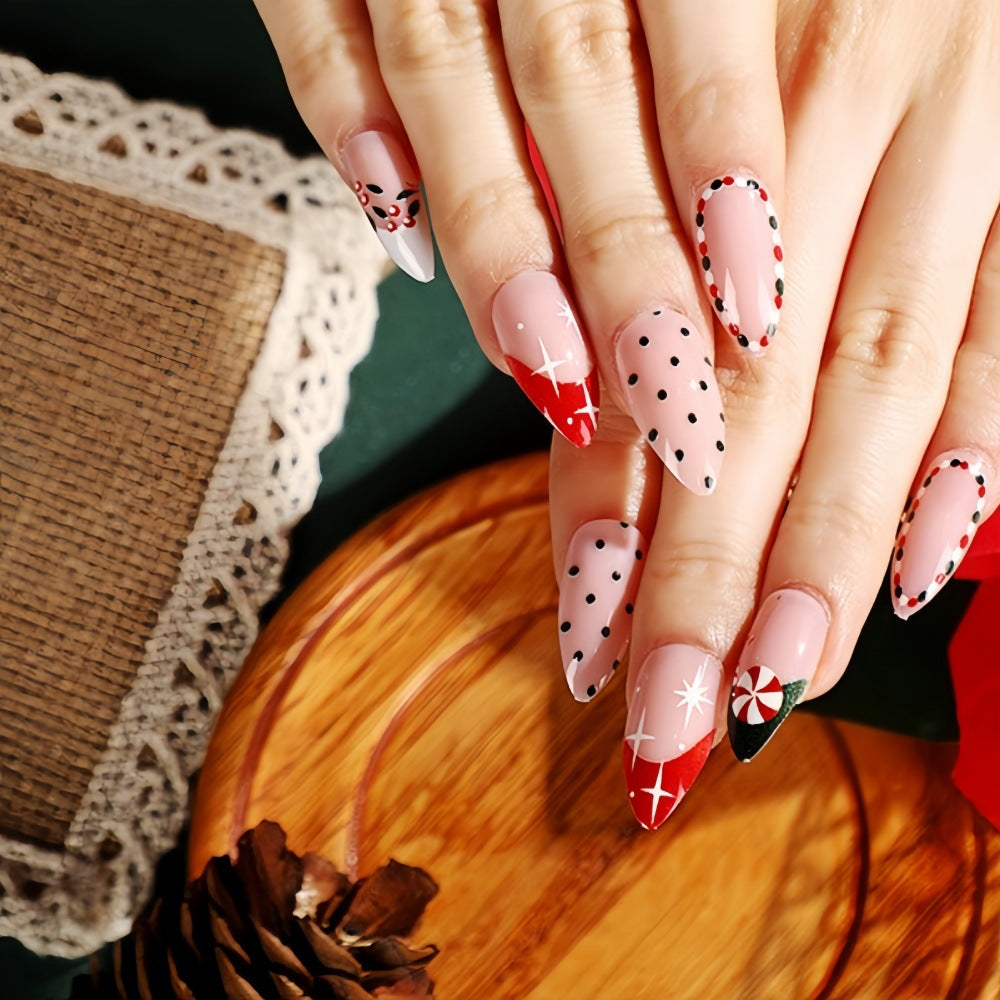 Wholesale 24 Pieces/ box Christmas Windmill Short Water Drop Nails