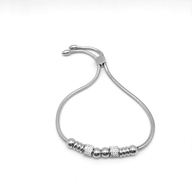 Wholesale Adjustable Full Diamond Round Bead Bracelet Stainless Steel Bracelets ACC-BT-Yima007