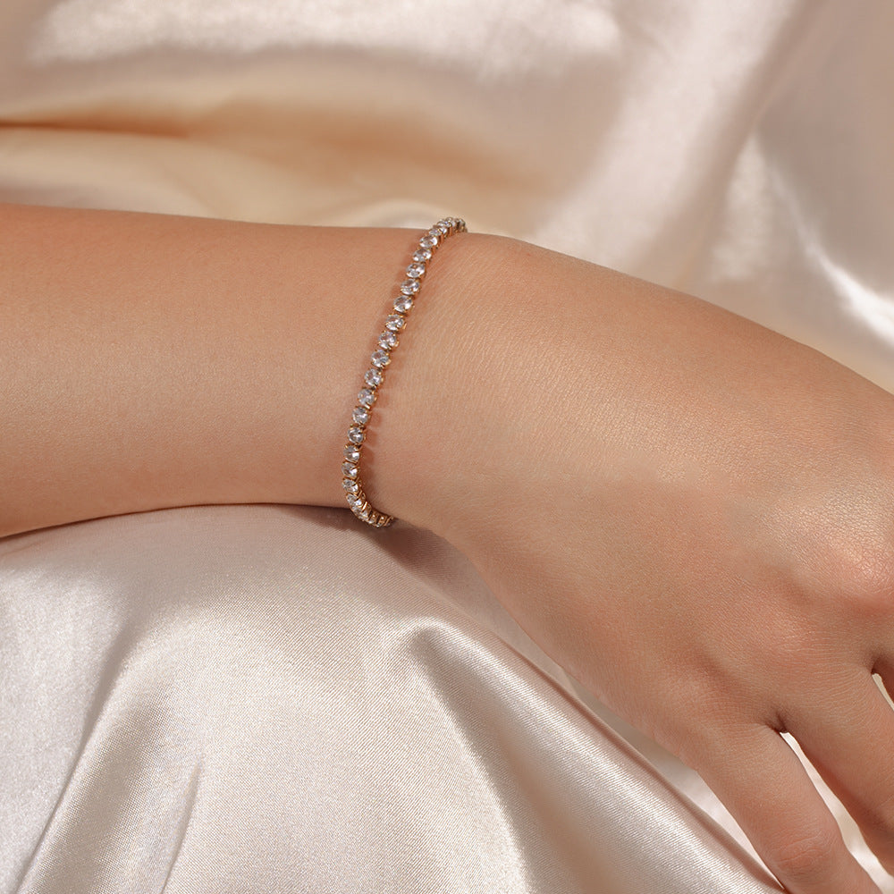 Wholesale Chic Gold Plated Stainless Steel Zircon Chain Necklace for Women Fashion Jewelry Gift