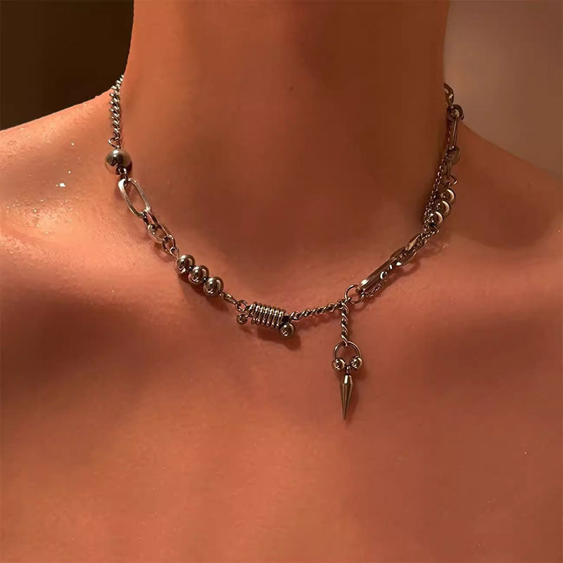 Wholesale titanium steel rivet stitching necklace  sweater chain