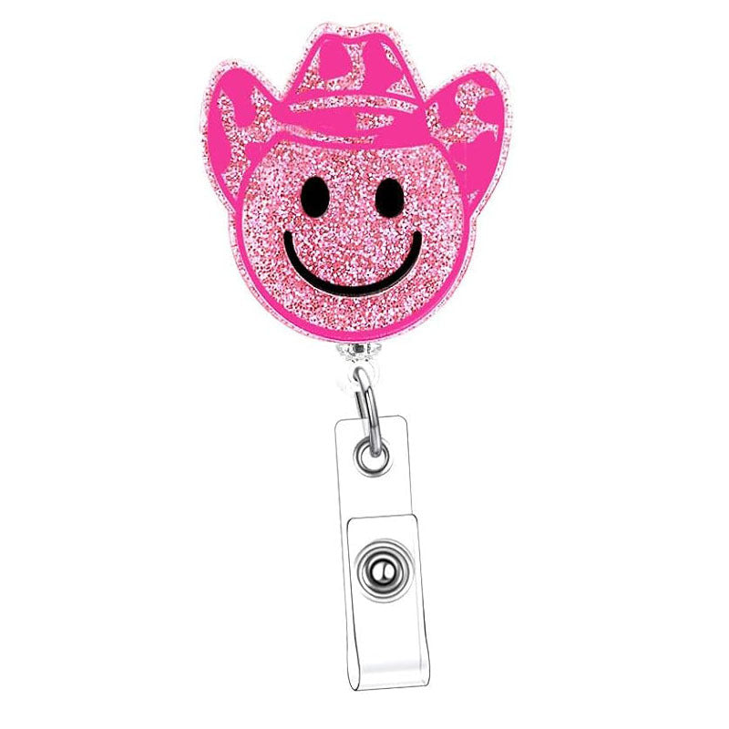 Wholesale Colorful Acrylic Printed Smiley Face Badge Scroll Keychains ACC-KC-XinDing002