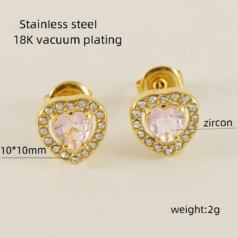 Wholesale Stainless Steel Love Zircon 18K Water Drop Sunflower Earrings ACC-ES-Zhongy002