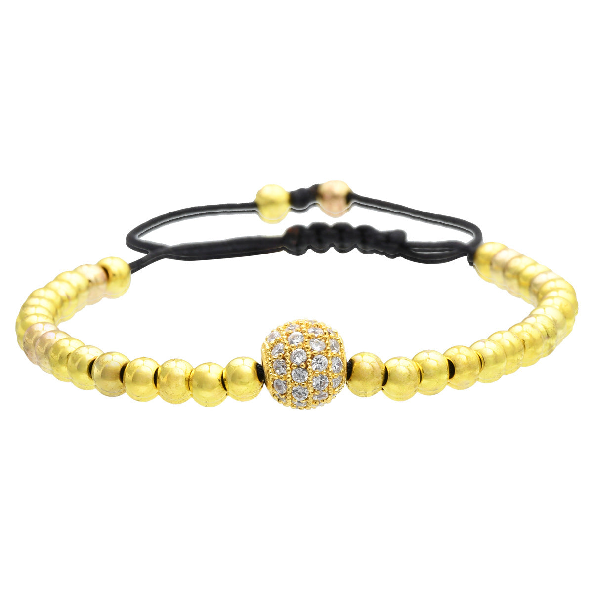 Wholesale Trendy European American Style Gold Copper Bead Zircon Bracelet Alloy Handmade Fashion Accessory for Women