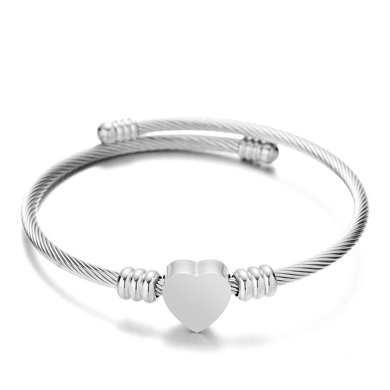 Wholesale Heart Design Gold-Plated Braided Adjustable Stainless Steel Bracelet Gift Jewelry Accessory