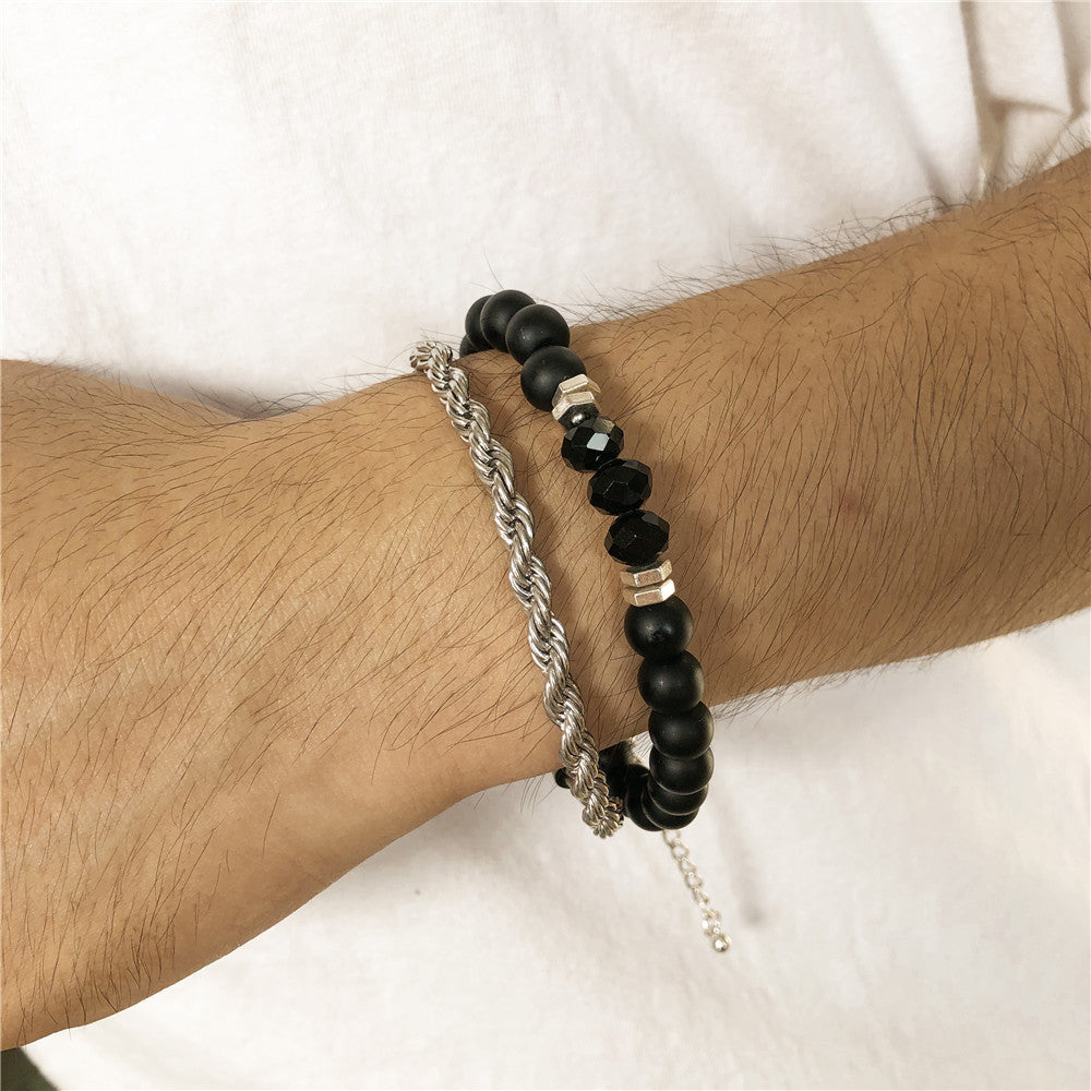 Wholesale Black Matte Stone Lava Stone Zircon Bracelet