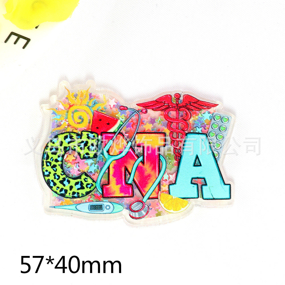 Wholesale 10pcs DIY Flatback Cartoon Christmas Snowman Acrylic Flatback Badge Reels Retractable Keychain DIY Accessories