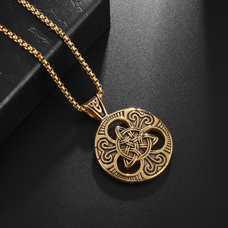 Wholesale Dark Style Celtic Knot Necklace Stainless Steel Geometric Pendant Fashion Jewelry Accessory