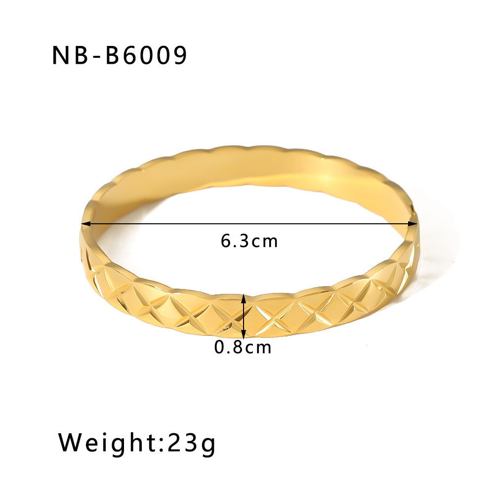 Wholesale Zircon Bracelet Numbers Rhombus Pattern Five-pointed Star Stainless Steel Gold-plated Bracelet ACC-BT-Xiny012