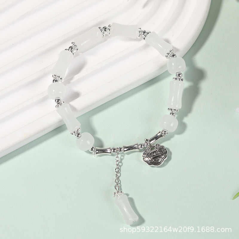 Wholesale New Chinese National Style Bamboo Section Beaded Bracelet,  Glazed Handmade Jewelry,  Travel Souvenir Gift for Women