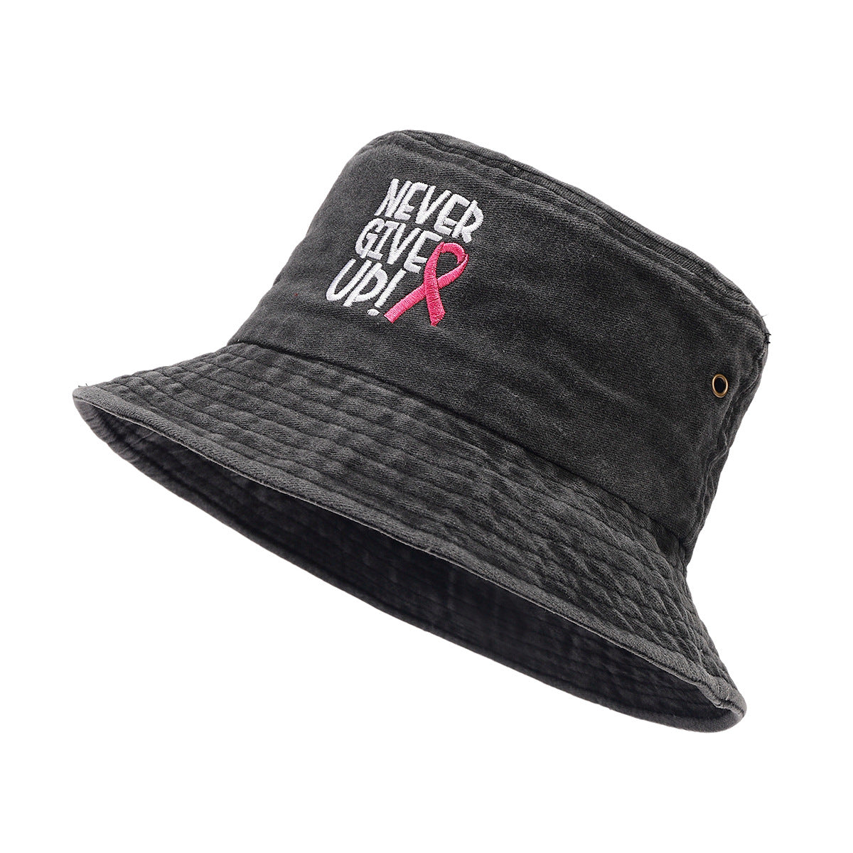 Wholesale Breast Pink Ribbon Embroidery Washed Bucket Hat ACC-HT-LvYi012