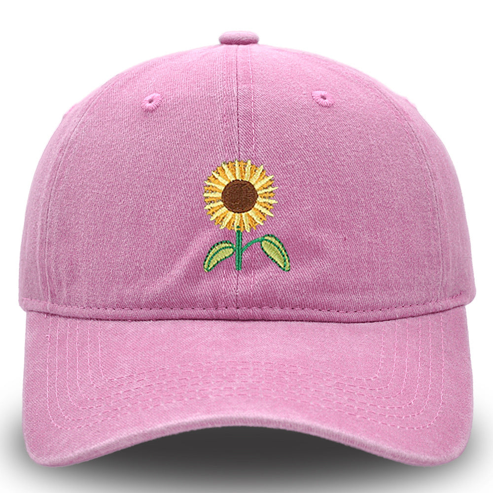 Wholesale Vintage Washed Botanical Sunflower Baseball Cap ACC-HT-HaiPu031