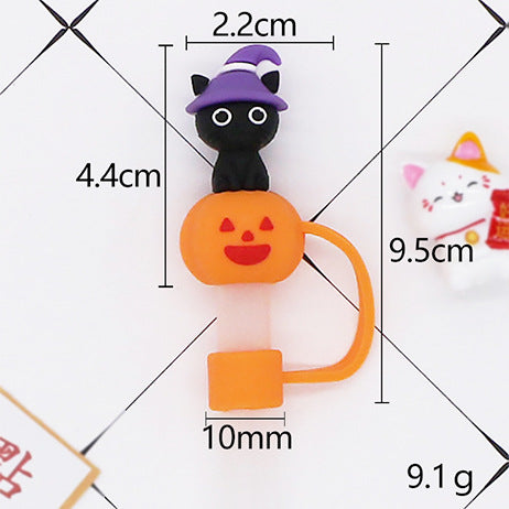 Wholesale  Straw Cover Fun PVC Dust Proof Cap For Straight Straws 10Mm White Star Ghost Straw Tube Cap