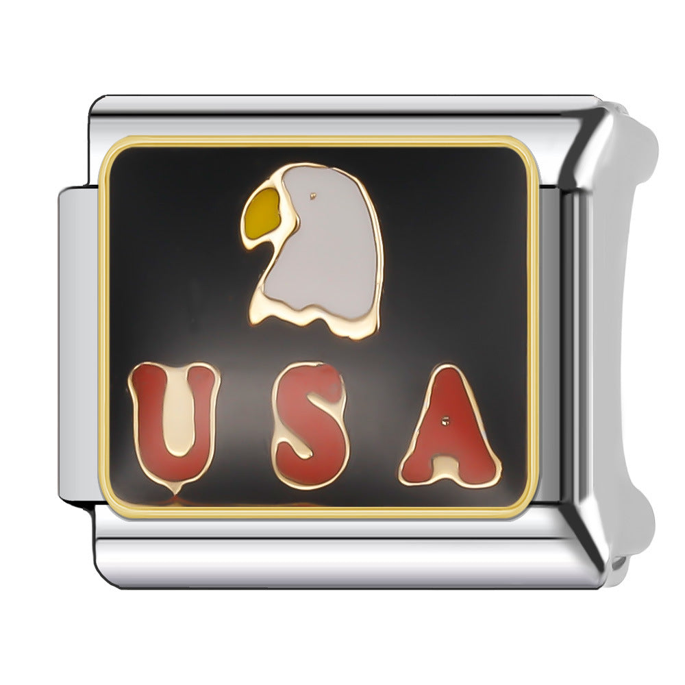 Wholesale Italian Charm Bracelet 9mm DIY Splicing National Tourism Scenic Logo Stainless Steel Composable Bracelet