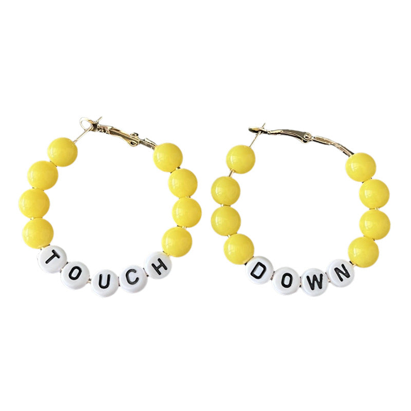 Wholesale 2 pairs/pack  Rugby Season Cheerleading Family Multicolor Bead Earrings