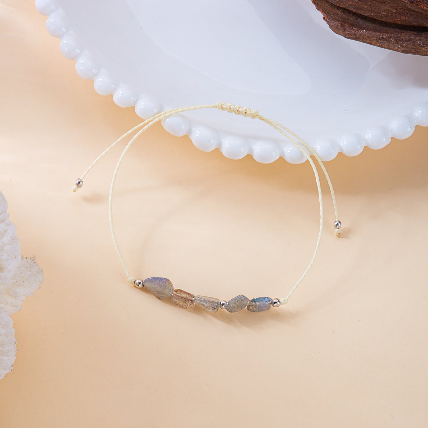 Wholesale Irregular Natural Stone Hand-woven Adjustable Bracelet