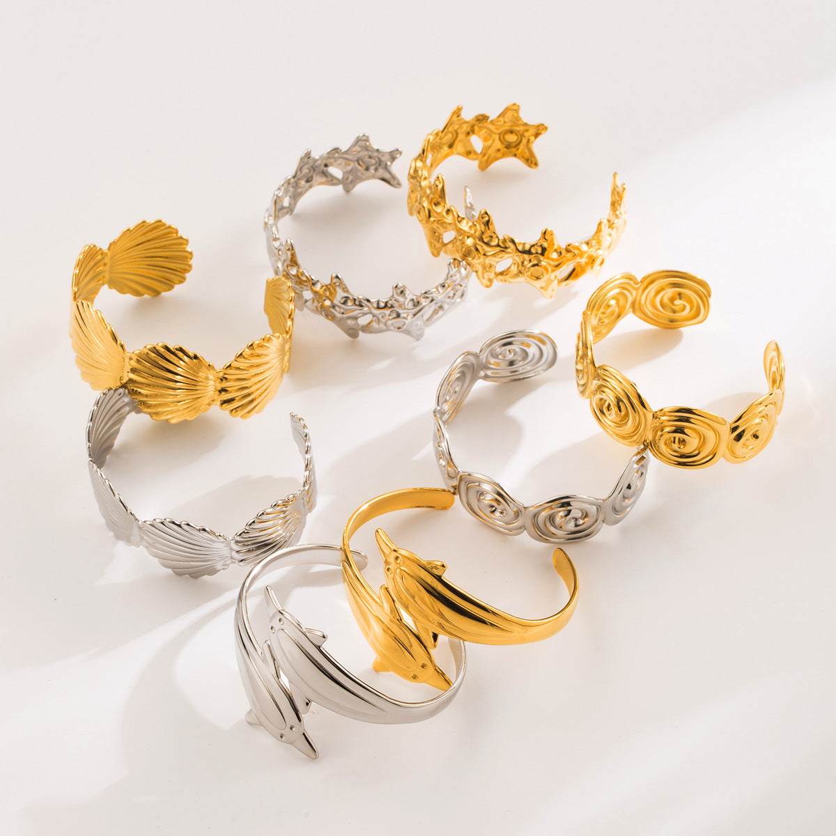 Wholesale Stainless Steel Open Starfish Ring Bracelet