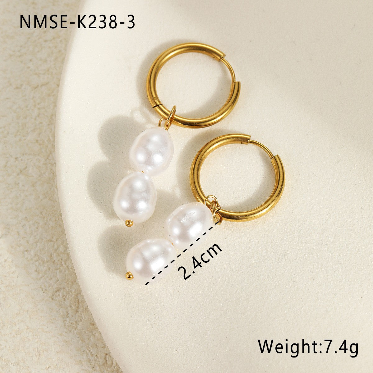 Wholesale  Stainless Steel Earrings Baroque Pearl Earrings