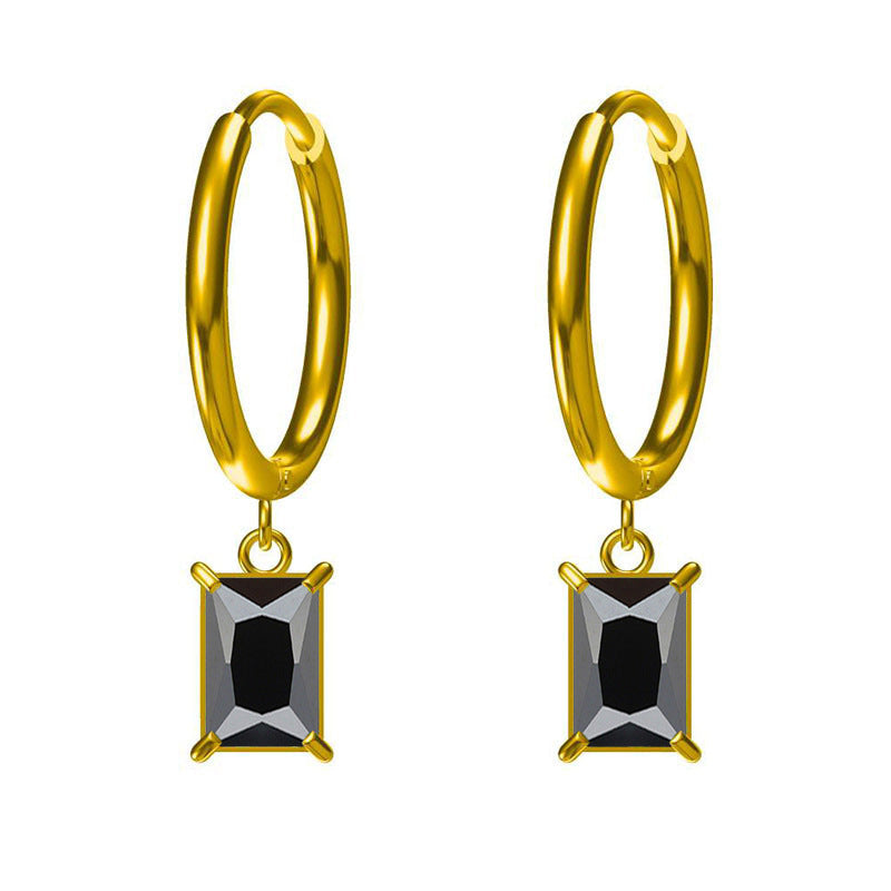 Wholesale 2PCS Steel-titanium colored zircon earrings