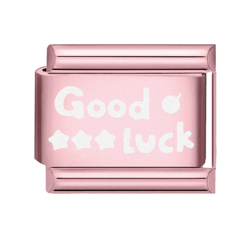 Wholesale Italian Charm Bracelet 9mm DIY Splicing Rose Pastel Stainless Steel Composable Bracelet